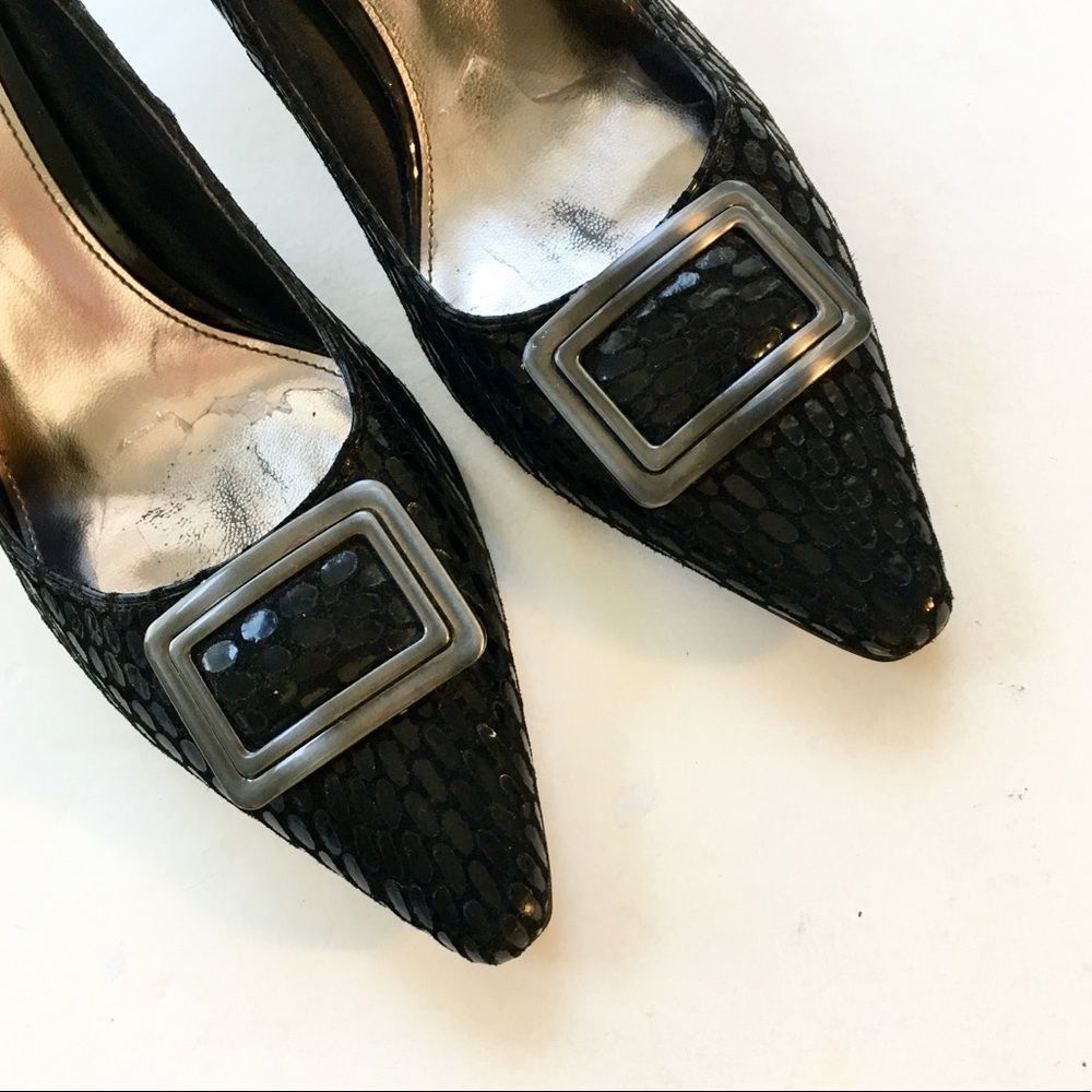 Alfani Cappy Style Patterned Suede Black Pumps 7.5